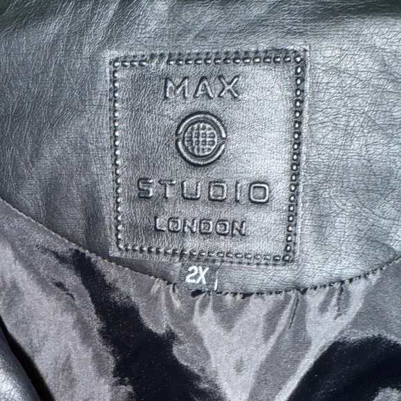 Women's Black Faux Leather Jacket - Picture 2 of 5